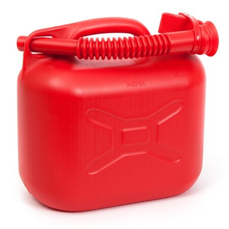 5 litre classic red plastic fuel can for sale