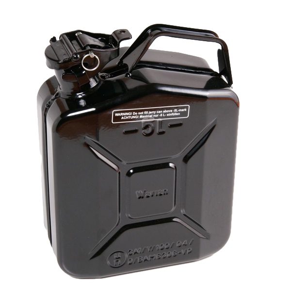 5 Litre Steel Jerry Can - Black  Wavian Quality Fuel Cans & Accessories