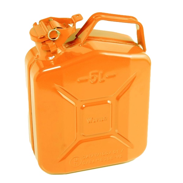 5 Litre Steel Jerry Can - Orange  Wavian Quality Fuel Cans & Accessories