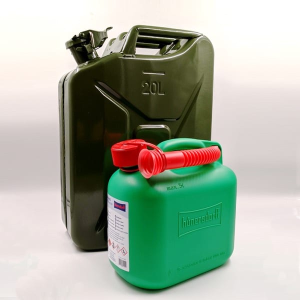 Steel & Plastic Fuel Can Combo